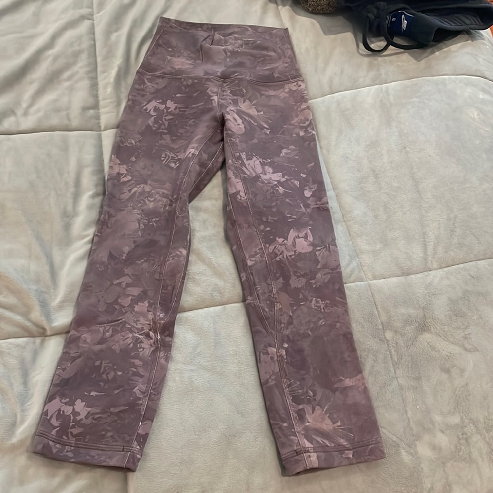 Purple pattern cropped lululemon align pants